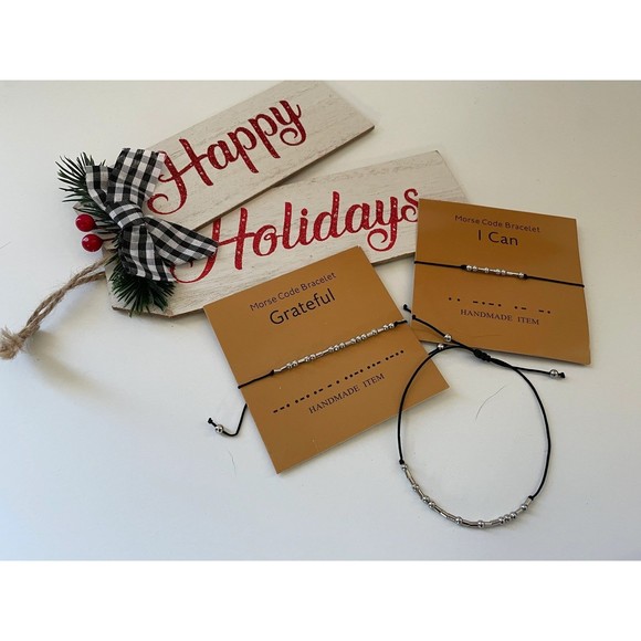 “I Can” Morse Code bracelet with adjustable knot - Picture 3 of 5